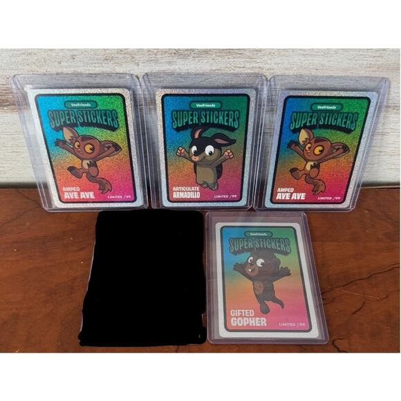 Veefriends Road to Veecon Shimmer Super Sticker Lot /99 x4 - Picture 1 of 7